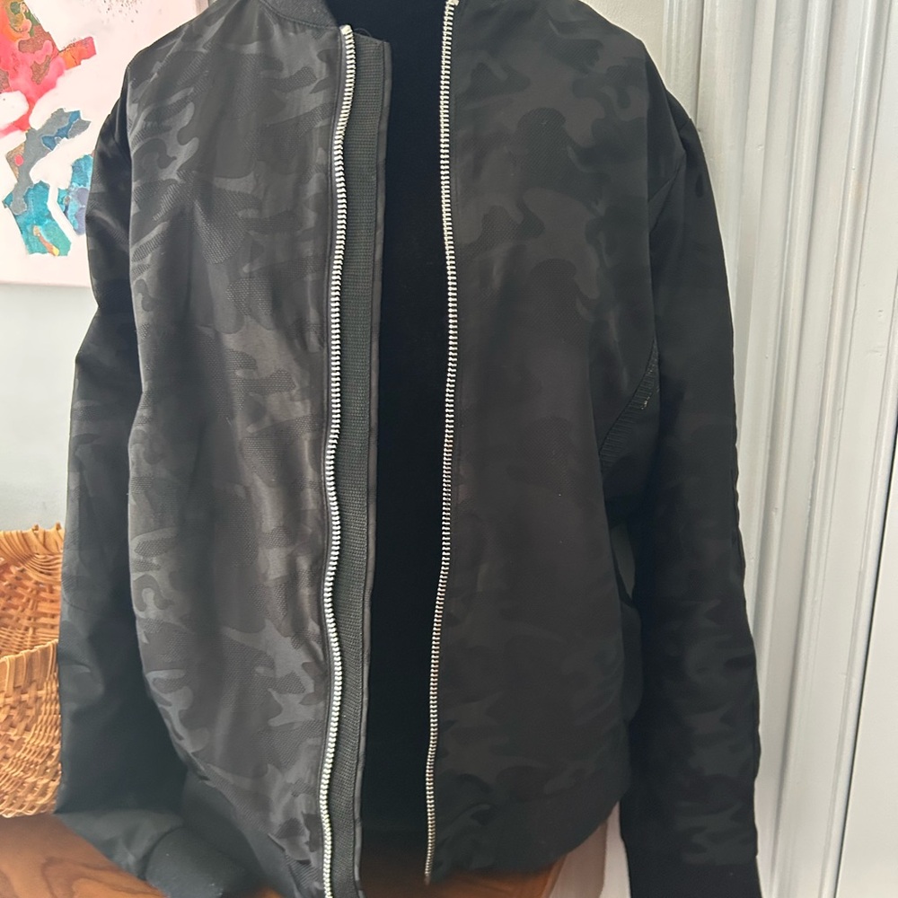 Karl Lagerfeld Black Camouflage Bomber Jacket
